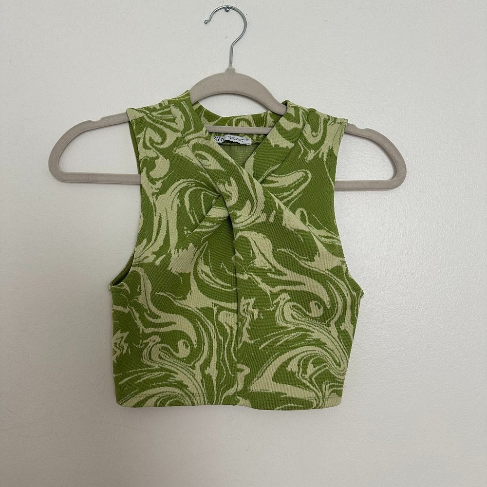 Zara green crop top size S